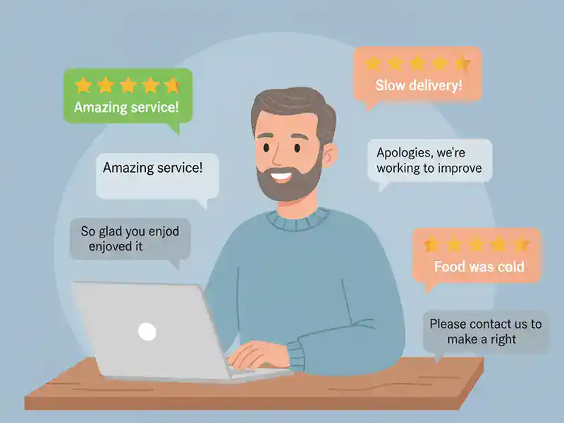 Engaging with customer reviews to build trust and improve brand reputation.