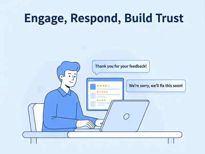 Manage customer reviews and ratings to build trust and improve your business reputation