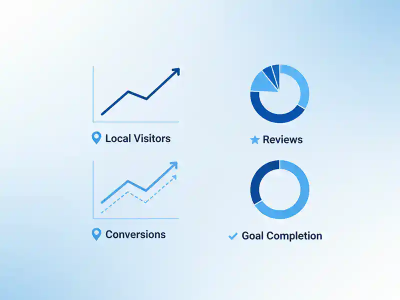 Tracking local SEO performance to monitor rankings, traffic, and customer engagement.