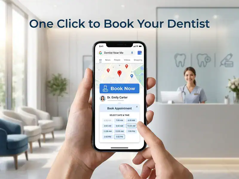 Patient booking a dental appointment directly from Google listing