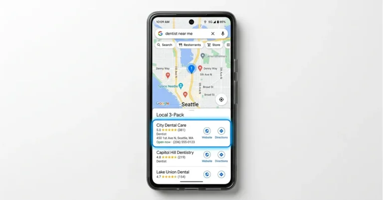 Dentist Google Maps ranking strategy showing 7 quick SEO wins including Google Business Profile, reviews, and local optimization