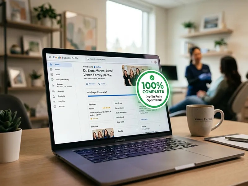 Google Business Profile optimization dashboard for dental clinic SEO
